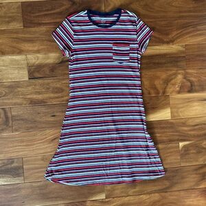 SO Striped Red and Blue Shirt Dress size Medium